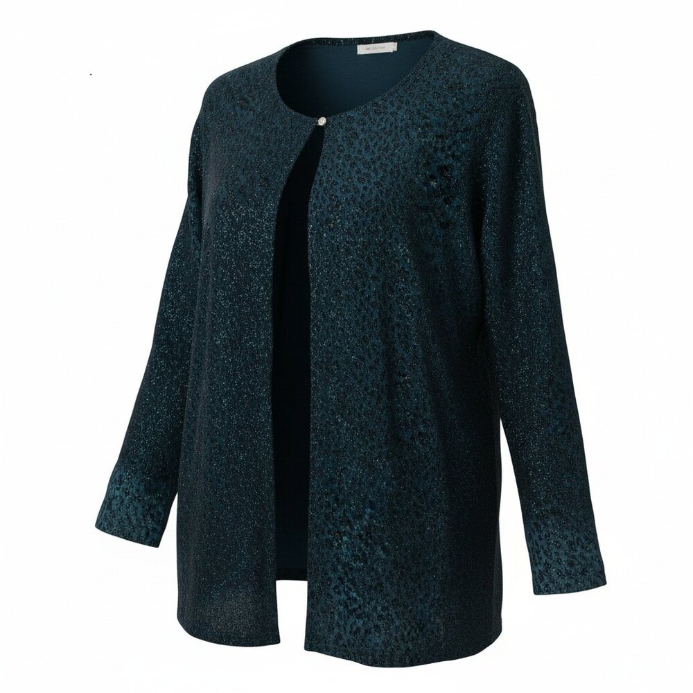 Share Vintage Onyx Nite 2X Plus Size Shiny Glitter Long Sleeve Party Jacket USA